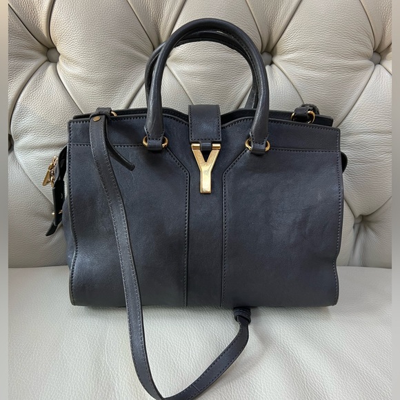 Saint Laurent Leather Cabas Shoulder Bag with long strap small - Picture 1 of 11